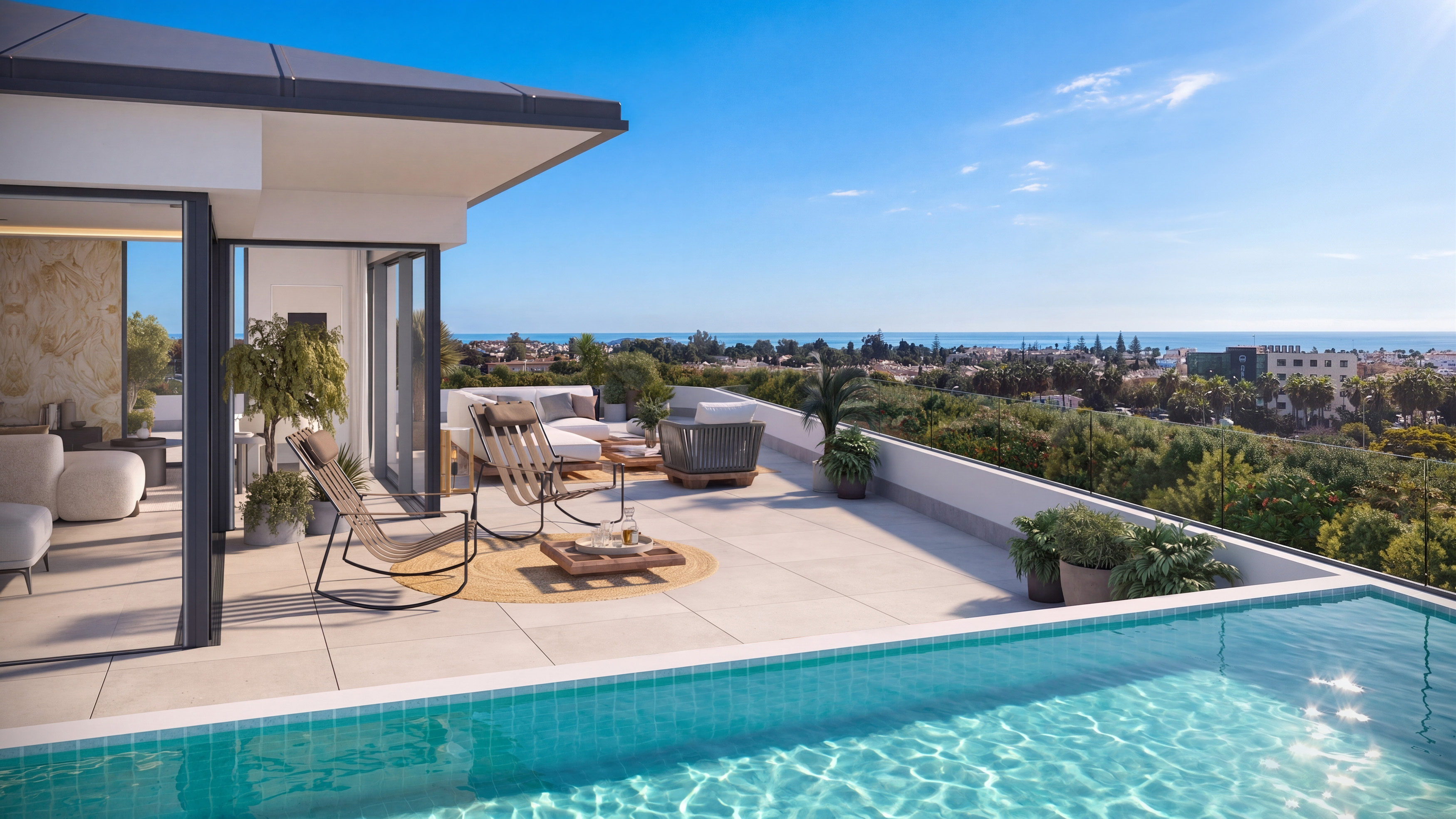 Rooftop pool with panoramic views over Marbella West